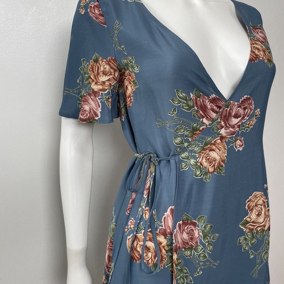 EUC Christy Dawn Wrap Around Blue Floral Dress - Picture 5 of 9
